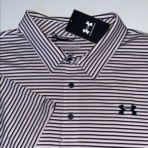 Under Armour Playoff Golf Shirt Mens 3XLT UPF 40 black Stripe Polo  3xl tall $70